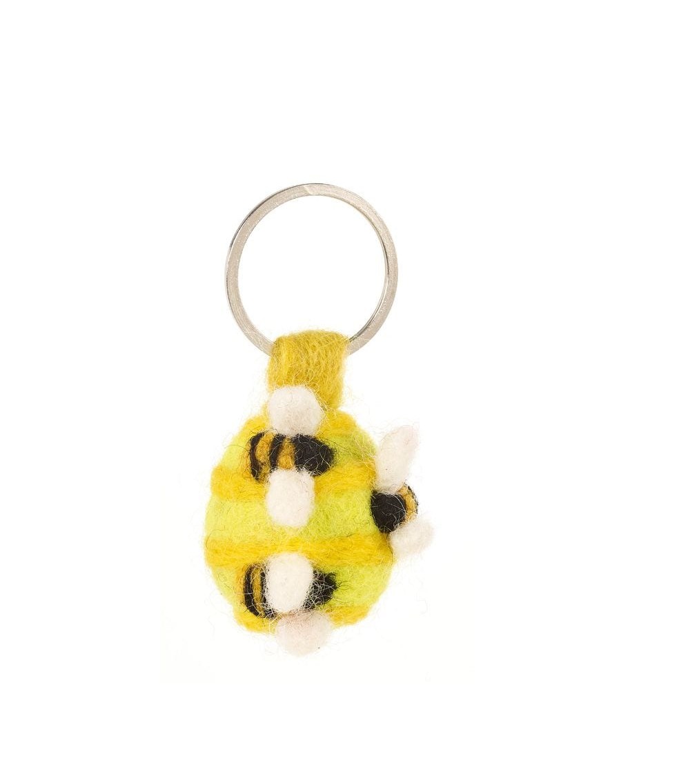 Porte clés original - Ruche d'abeilles active - Felt so good