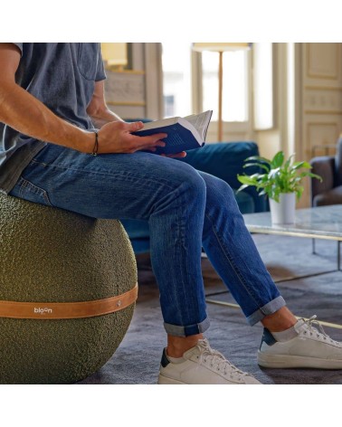 Bloon Bouclette Vert Olive - Siège ballon Bloon Paris ergonomique swiss ball bureau d'assise