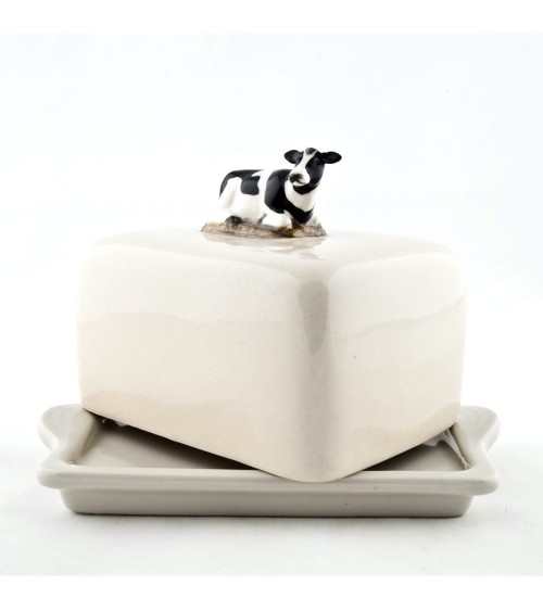 Vache Holstein - Beurrier en céramique Quail Ceramics blanc design original