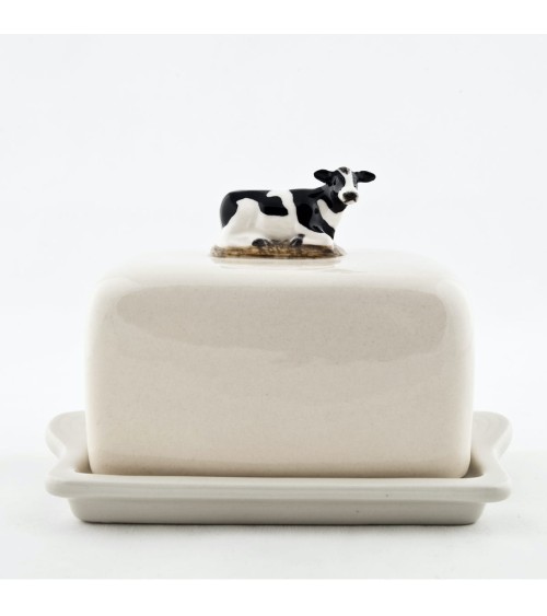 Mucca Holstein - Porta burro in ceramica Quail Ceramics da tavola