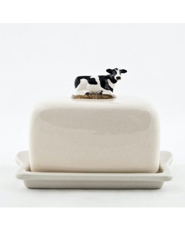 Vache Holstein - Beurrier en céramique Quail Ceramics blanc design original