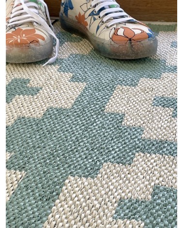 Tapis Vinyle - FLOWER Lagoon Brita Sweden tapis scandinave en vinyle lavable en machine de cuisine exterieur salon couloir