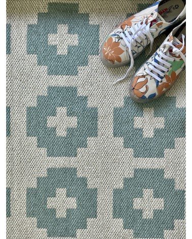 Vinyl Rug - FLOWER Lagoon Brita Sweden cool vinyl rugs runner for kitchen washable outdoor rugs