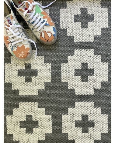 Vinyl Rug - FLOWER Stone Brita Sweden cool vinyl rugs runner for kitchen washable outdoor rugs