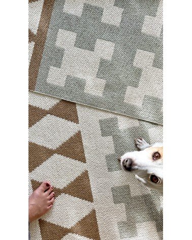 Vinyl Rug - PARIS Green / Beige Brita Sweden cool vinyl rugs runner for kitchen washable outdoor rugs