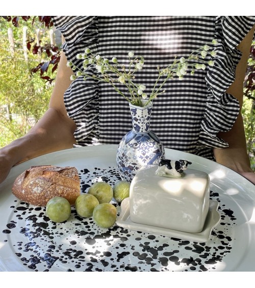 Friesian Cow - Ceramic butter dish Quail Ceramics