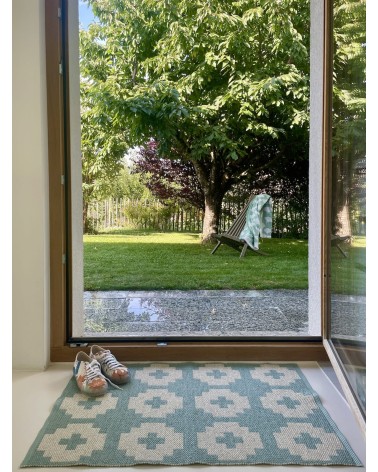 Vinyl Rug - FLOWER Lagoon Brita Sweden cool vinyl rugs runner for kitchen washable outdoor rugs