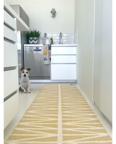 Vinyl Rug - HELMI Yellow Brita Sweden rugs outdoor carpet kitchen washable cool modern runner rugs
