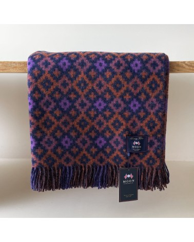Dartmouth Rust / Purple - Pure new wool blanket Bronte by Moon warm cozy soft sofa throw blanket picnic throws and blankets