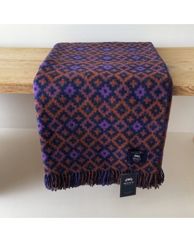 Dartmouth Rust / Purple - Pure new wool blanket Bronte by Moon warm cozy soft sofa throw blanket picnic throws and blankets