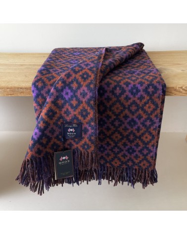 Dartmouth Rust / Purple - Pure new wool blanket Bronte by Moon warm cozy soft sofa throw blanket picnic throws and blankets