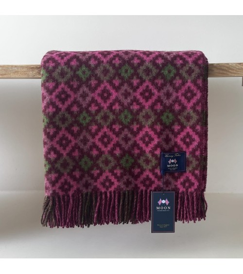 Dartmouth Burgundy / Pink - Wolldecke, Decke aus reiner Schurwolle Bronte by Moon woll decken schafwoll decke kaufen kuscheld...