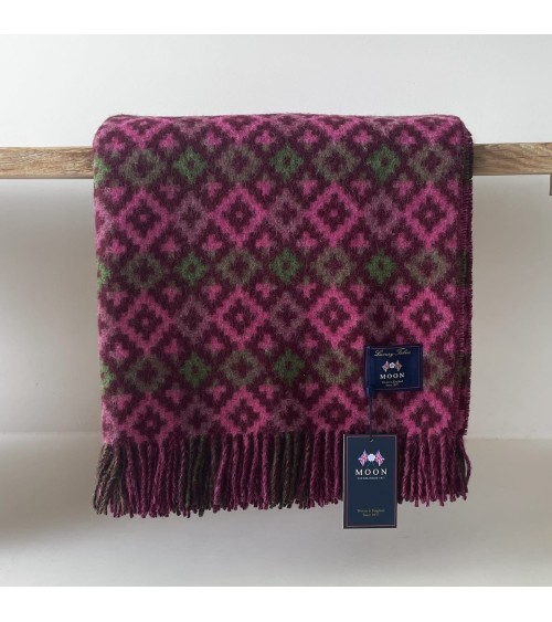 Dartmouth Burgundy / Pink - Plaid, couverture en pure laine vierge Bronte by Moon plaide pour canapé de lit cocooning chaud