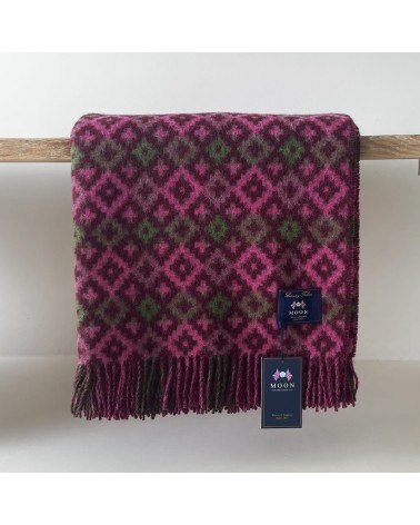 Dartmouth Burgundy / Pink - Pure new wool blanket Bronte by Moon warm cozy soft sofa throw blanket picnic throws and blankets