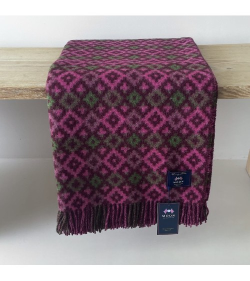 Dartmouth Burgundy / Pink - Wolldecke, Decke aus reiner Schurwolle Bronte by Moon Schafwolldecke warme Woll Decken Sofa wohnd...