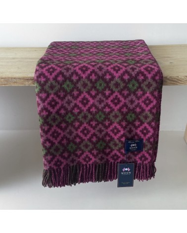 Dartmouth Burgundy / Pink - Pure new wool blanket Bronte by Moon warm cozy soft sofa throw blanket picnic throws and blankets