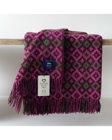 Dartmouth Burgundy / Pink - Pure new wool blanket Bronte by Moon warm cozy soft sofa throw blanket picnic throws and blankets