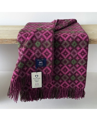 Dartmouth Burgundy / Pink - Coperta di pura lana vergine Bronte by Moon di qualità per divano coperte plaid