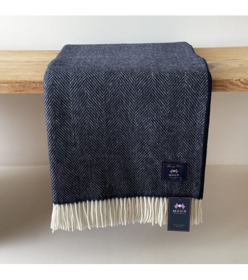 HERRINGBONE Navy - Merino Decke, Wolldecke Bronte by Moon Schafwolldecke warme Woll Decken Sofa wohndecke kaufen