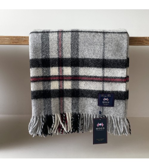 Tartan throw Grey Thompson - Pure new wool blanket Bronte by Moon clan plaids english sofa cozy soft throw blanket