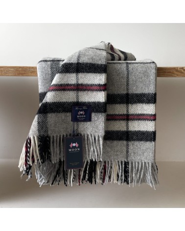 Tartan throw Grey Thompson - Pure new wool blanket Bronte by Moon clan plaids english sofa cozy soft throw blanket