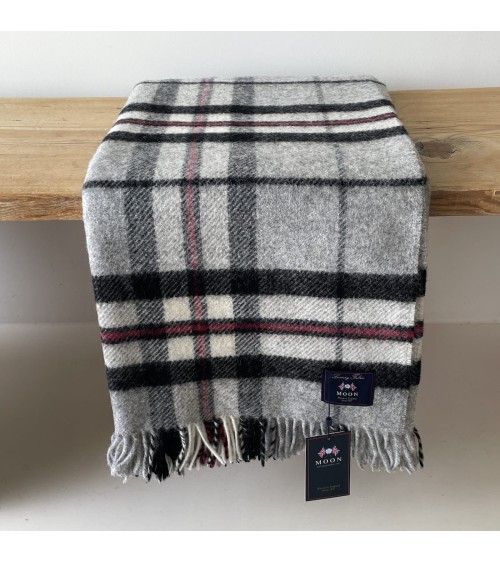 Tartan throw Grey Thompson - Pure new wool blanket Bronte by Moon clan plaids english sofa cozy soft throw blanket