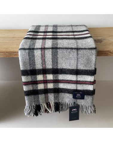 Tartan throw Grey Thompson - Pure new wool blanket Bronte by Moon clan plaids english sofa cozy soft throw blanket