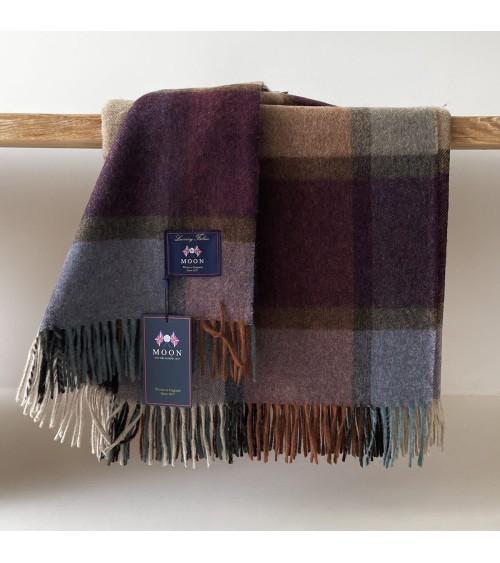 Block Windowpane Damson - Merino Decke, Wolldecke Bronte by Moon Schafwolldecke warme Woll Decken Sofa wohndecke kaufen