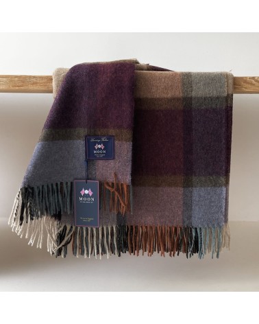 Block Windowpane Damson - Merino Decke, Wolldecke Bronte by Moon Schafwolldecke warme Woll Decken Sofa wohndecke kaufen