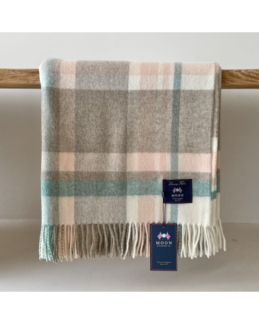 Portree Natural / Rose - Merino wool blanket Bronte by Moon warm cozy soft sofa throw blanket picnic throws and blankets