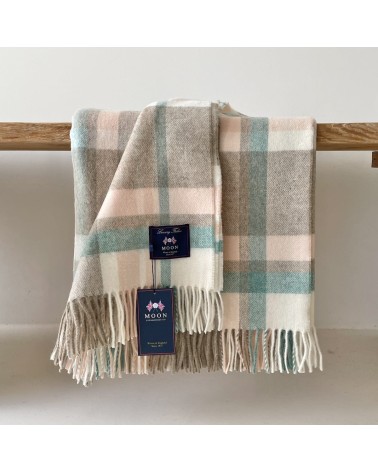 Portree Natural / Rose - Merino wool blanket Bronte by Moon warm cozy soft sofa throw blanket picnic throws and blankets
