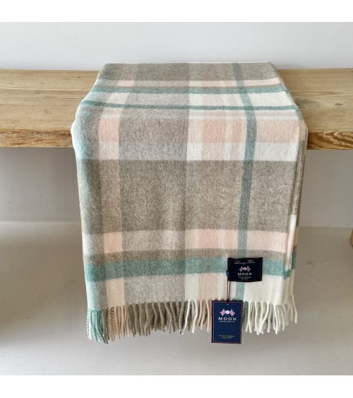 Portree Natural / Rose - Merino wool blanket Bronte by Moon warm cozy soft sofa throw blanket picnic throws and blankets