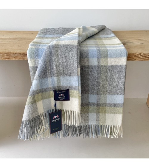 Plaid PORTREE Gris - Couverture en laine mérinos Bronte by Moon plaide pour canapé de lit cocooning chaud