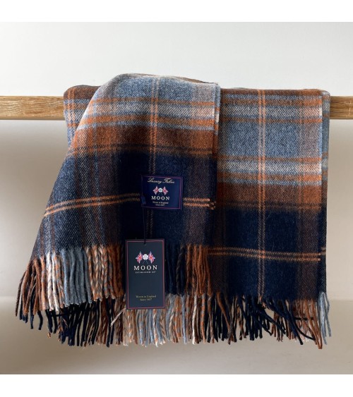 Winterton Navy - Merino wool blanket Bronte by Moon best for sofa throw warm cozy soft