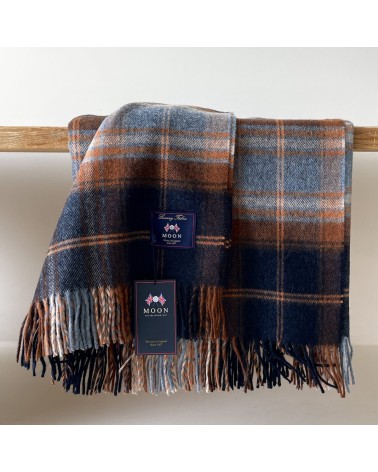 Winterton Navy - Merino wool blanket Bronte by Moon best for sofa throw warm cozy soft