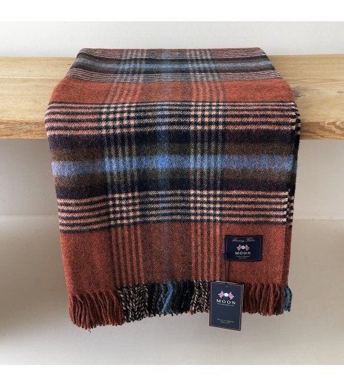 Christchurch Rust - Pure new wool blanket Bronte by Moon best for sofa throw warm cozy soft