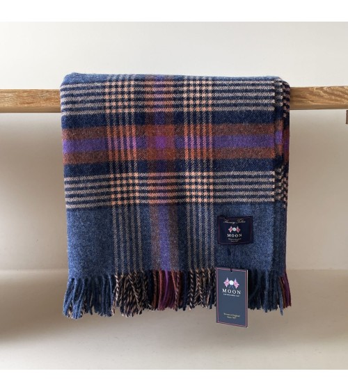 Christchurch Mid Blue - Pure new wool blanket Bronte by Moon best for sofa throw warm cozy soft