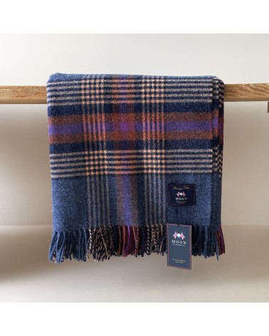 Christchurch Mid Blue - Coperta di pura lana vergine Bronte by Moon plaid per divano in lana coperta morbida letto matrimonia...
