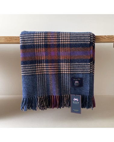 Plaid Christchurch Bleu roi - Couverture en pure laine vierge Bronte by Moon anglaise plaid tartan ecossais 100 laine highland