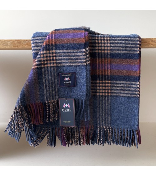 Christchurch Mid Blue - Coperta di pura lana vergine Bronte by Moon plaid per divano in lana coperta morbida letto matrimonia...