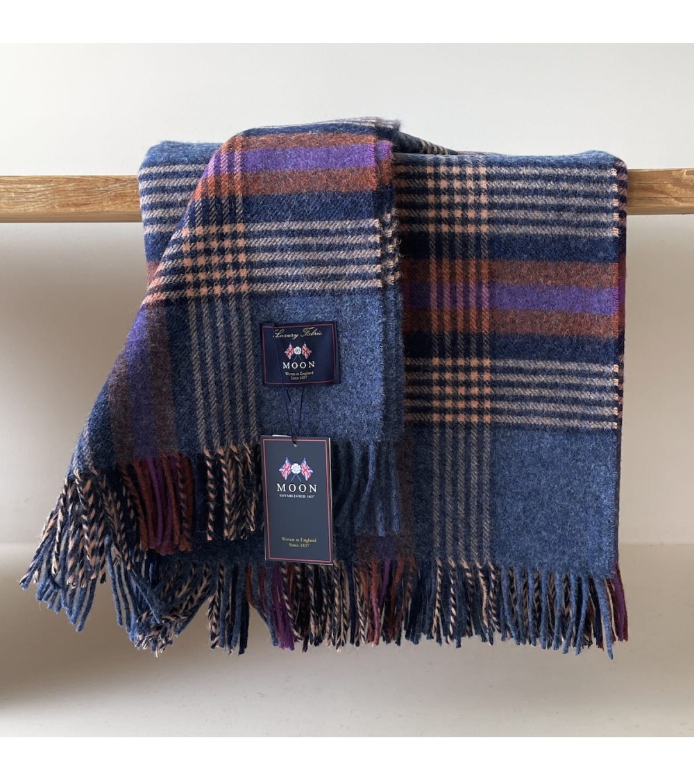 Christchurch Mid Blue - Pure new wool blanket Bronte by Moon warm cozy soft sofa throw blanket picnic throws and blankets