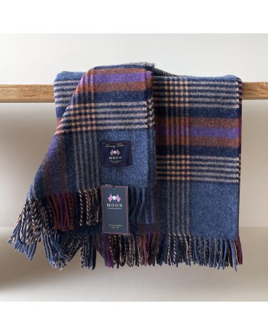 Christchurch Mid Blue - Coperta di pura lana vergine Bronte by Moon plaid per divano in lana coperta morbida letto matrimonia...