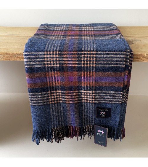 Plaid Christchurch Bleu roi - Couverture en pure laine vierge Bronte by Moon anglaise plaid tartan ecossais 100 laine highland