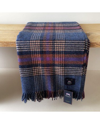 Plaid Christchurch Bleu roi - Couverture en pure laine vierge Bronte by Moon anglaise plaid tartan ecossais 100 laine highland