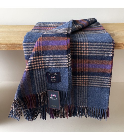 Christchurch Mid Blue - Coperta di pura lana vergine Bronte by Moon plaid per divano in lana coperta morbida letto matrimonia...