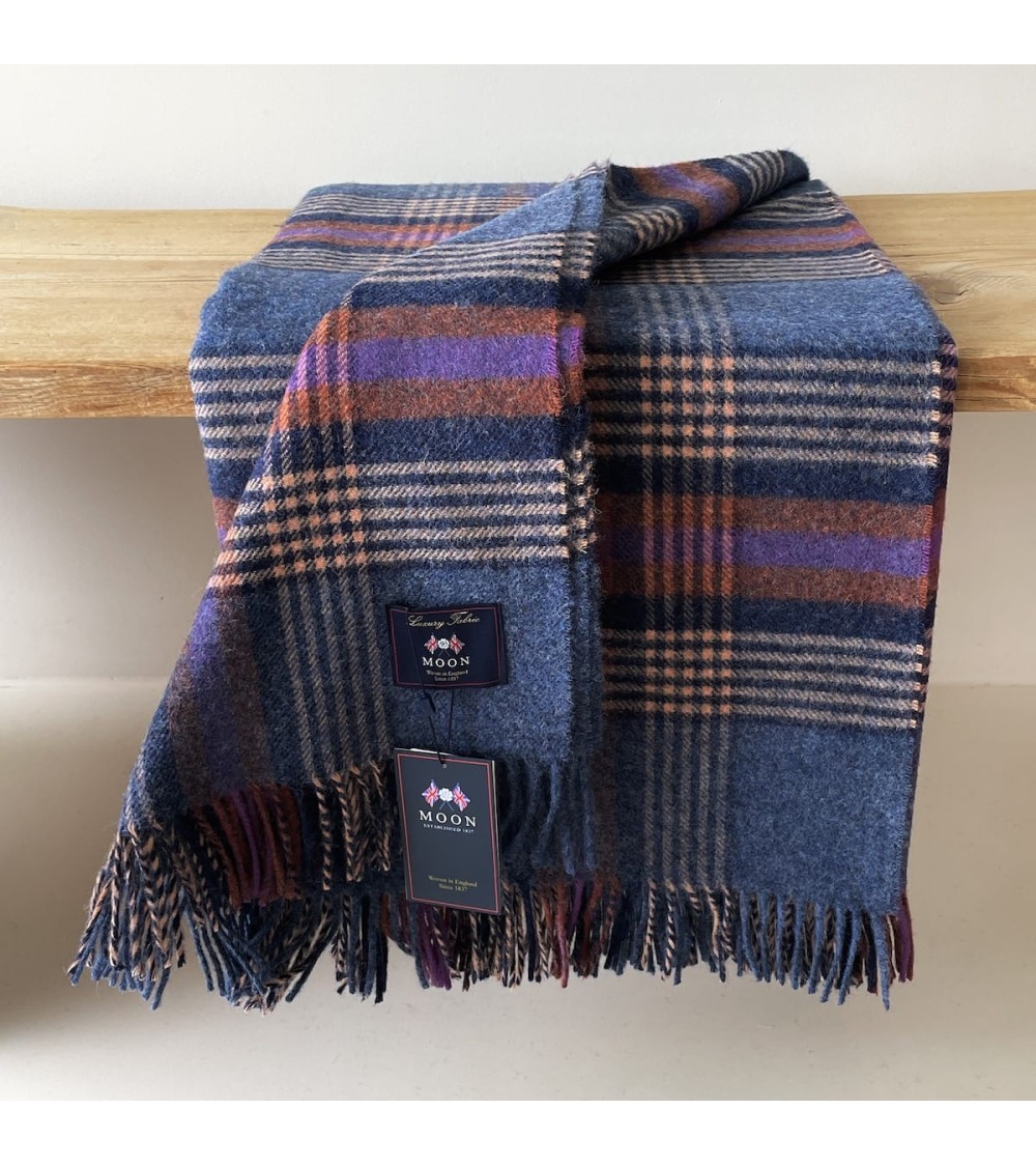 Christchurch Mid Blue - Pure new wool blanket Bronte by Moon warm cozy soft sofa throw blanket picnic throws and blankets