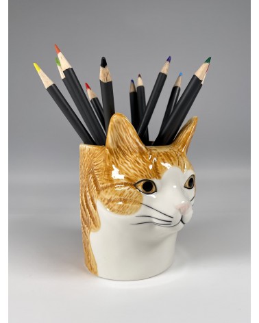 Squash - Stiftehalter & Blumentopf - Katze Quail Ceramics schreibtisch büro kinder besteckbehälter make up pinselhalter