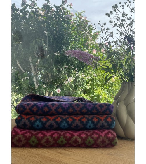 Dartmouth Rust / Purple - Pure new wool blanket Bronte by Moon warm cozy soft sofa throw blanket picnic throws and blankets