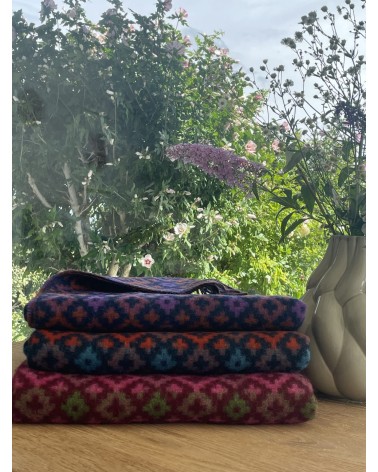 Dartmouth Navy / Brick - Pure new wool blanket Bronte by Moon warm cozy soft sofa throw blanket picnic throws and blankets