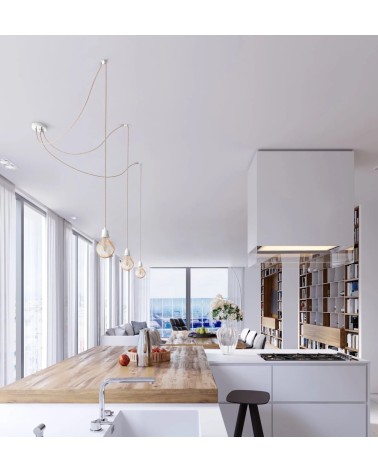 HANG-3 Leinen - Hängelampe, Pendelleuchte 3 flammig Hoopzi Kitatori Schweiz kaufen